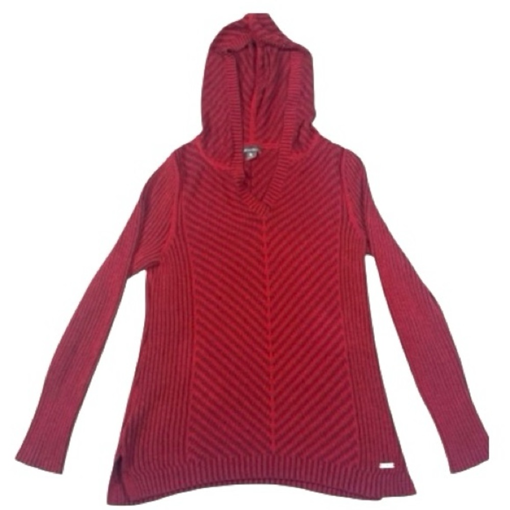 Eddie Bauer Hooded Knit Sweater Women’s Medium | Chunky Ribbed Cozy Pullover